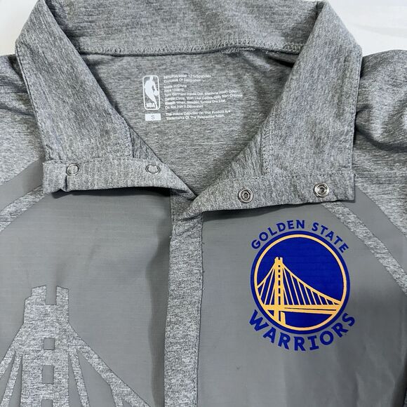NBA Golden State Warriors Men 1/4 Snap Button Long Sleeve Fitted Shirt Sz Small - Picture 6 of 9